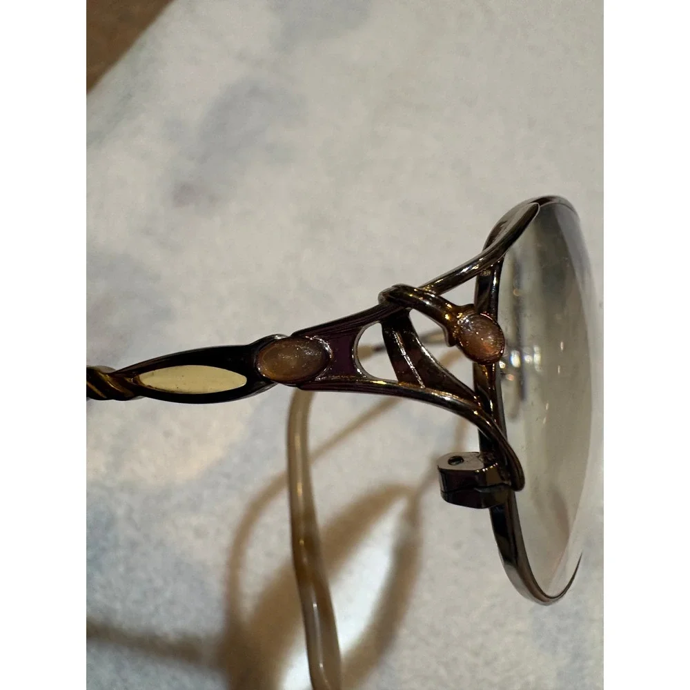 Titan 54-18-135 Silver Oval Eyeglass Frames with Stone Accents Vintage Style